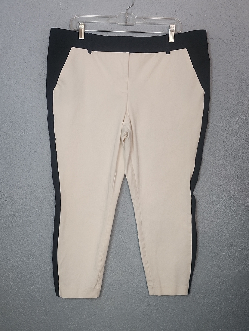 Pure Energy Black and Cream Colorblock Pants